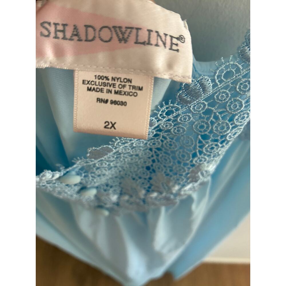 Shadowline Womens Nightgown Peignoir 2X Spaghetti Straps Lace Long Romantic - Picture 2 of 4